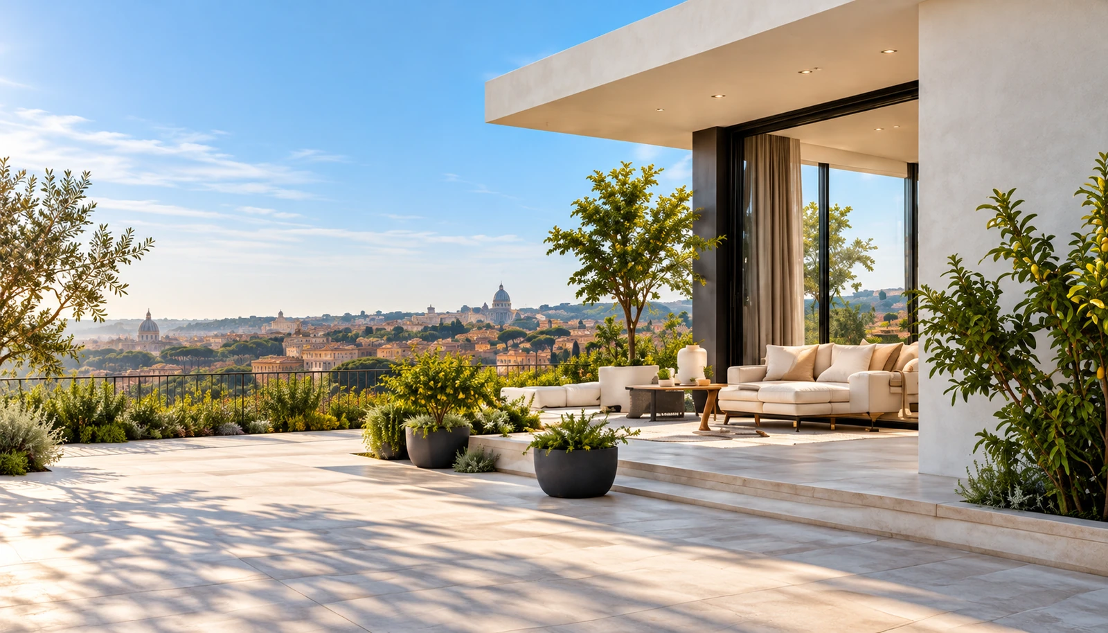 Terrazza luminosa di una casa contemporanea
